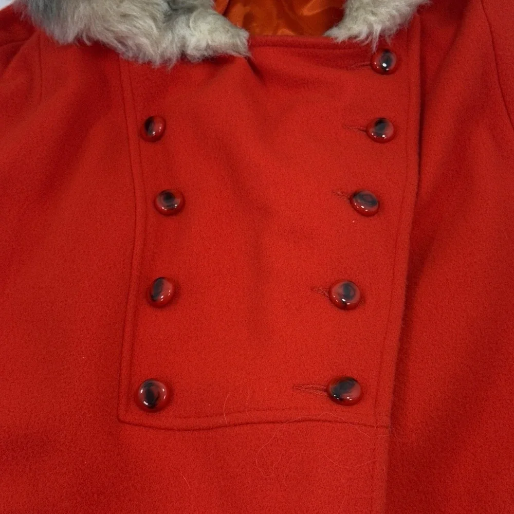 Vintage Red Leopard Faux Fur Womens Cloak Vest Gilet Cape One‎ Size